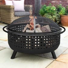 Image of Harrier Woven Outdoor Fire Pit [42in] | LARGE FIRE BOWL + Spark Screen & Poker