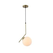 Image of E27 Globe Pendant Ceiling Light Opal White Glass