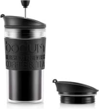 Image of BODUM K11102-01 Travel Press Set Coffee Maker with Extra Lid, Black, 0.35 L/12 O