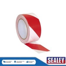 Image of Sealey Hazard Warning Tape 50mm x 33m Red/White HWTRW