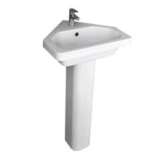 Image of RAK Resort Slim Corner Standard Height Pedestal Bathroom White (PEDESTAL ONLY)