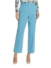 Image of NWT ST. JOHN Diana Teal Fit Crepe Marocain Ankle Flare Leg Pants Trousers 12