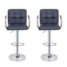 Image of 2x Bar Stools Gas Lift Swivel Stools Home Breakfast Pub Counter Chair PU Leather