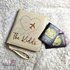 Image of Personalised Family Holiday Travel Document Organiser. Custom Name Travel Wallet