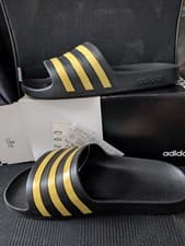 Image of adidas Adilette  Aqua Unisex Slides Sandals Black (EG1758) Size UK 8