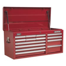 Image of Sealey Topchest 14 Drawer with Ball Bearing Slides Heavy-Duty - Red Garage Wo...