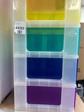 Image of Really Useful Box Plastic Storage Unit 5 X 12 Litre Clear Frame / Rainbow Drawer