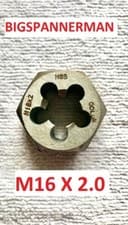 Image of M16 HSS Metric Hex Die Nut 16mm x 2.0mm GOLIATH - UK MADE - TOP QUALITY