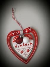 Image of Red and white christmas tree decorations