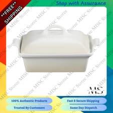 Image of Le Creuset Crockery Stoneware Heritage Square Dish with Lid 23cm Meringue New