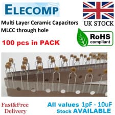 Image of Multi Layer Ceramic Capacitors 1pF - 10uF 50V 100pcs in pack Free P&P UK stock