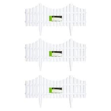 Image of 3 x 33cm 4 Piece Set White Wood Effect Picket Fence Garden Edging 