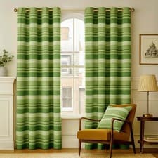 Image of Morocco Cotton Ribbed Striped Curtains Ready Made - 9 Colours Available