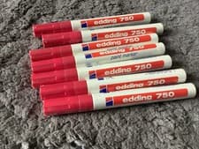 Image of Edding 750 Paint Marker Pens Bullet Tip Low Odour 2-4mm Line X 7 RED