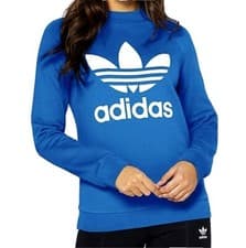 Image of New Womens Adidas TRF Crew Sweat Blue Sweatshirt Jumper ED7582 Size L