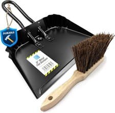 Image of Dustpan and Brush Set Heavy Duty Wide Dust Pan Hand Cleaning Garden Sweeping