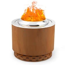 Image of COSTWAY 49 cm Smokeless Fire Pit Stainless Steel Wood Burning Firepit-Brown