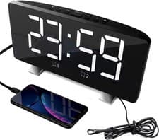 Image of ThreeH Alarm Clock Radio for Bedroom with Dual USB Charging Ports 4 Diming Mode