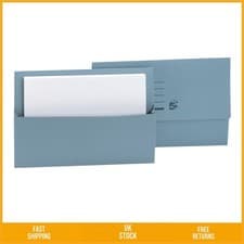 Image of Foolscap Document Wallet 250gsm Half Flap Blue 32mm Capacity Pack 50