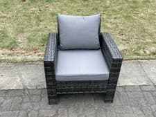 Image of Fimous High Back PE Rattan Garden Arm Chair Outdoor Garden Furniture Accessory
