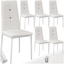Image of Dining Chairs Set 4 / 6 / 8 Padded Seat High Back Metal Legs Home Furniture