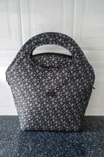 Image of DKNY~Stylish Black/khaki Monogram Spacious Insulated Tote Bag