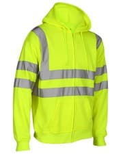 Image of Hi Viz Vis High Visibility Long Sleeves Full Zip Up Hoodie Mens Safety Jumper