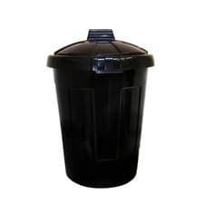 Image of Litetron Large Black Dustbin with Locking Lid Heavy Duty Waste Garden Bin 80L
