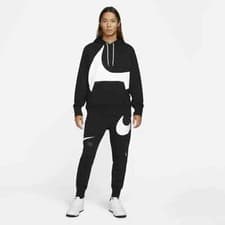 Image of NEW NIKE AIR SWOOSH HOODY HOODIE TOP JACKET SWOOSH 90'S BLACK FLEECE PULLOVER