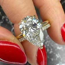 Image of Bridal Set 4.85 TCW Pear Cut Moissanite Engagement Wedding Ring 9ct Yellow Gold