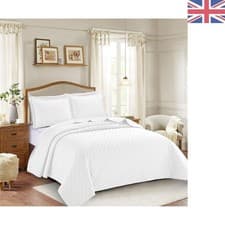 Image of Lightweight 3 Piece Quilted Bedspread Set with Elegant Geometric Pattern - White