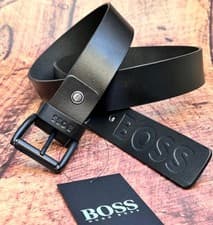 Image of Hugo BOSS Black Leather Jeans Belt For Men