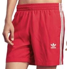 Image of ADIDAS ORIGINALS ADICOLOR 3 STRIPES SCARLET SWIM SHORTS UK M-2XL LAST 4 NEW