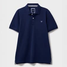 Image of Crew Clothing Mens Polo Shirt Classic Cotton Pique Short Sleeve Blue RegularFit