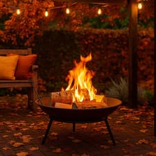 Image of 22" Large Outdoor Fire Pit Steel Garden Log Burner - Brazier, Patio Heater, BBQ