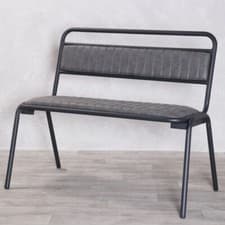 Image of GREY UPHOLSTERED DINING BENCH 2 SEATER AND 3 SEATER RETRO BENCH