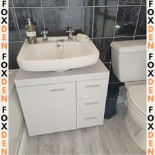 Image of Under Sink Bathroom Vanity Unit Wash Basin Base Cabinet Drawers Storage Cupboard