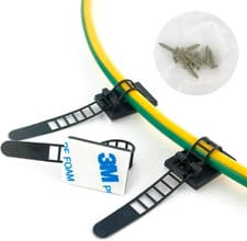 Image of Pack of 50 Adjustable Self-Adhesive Cable Clips 25 X 18 Mm Cable Attachment Cabl