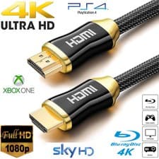 Image of 4K HDMI CABLE 2.0 HIGH SPEED PREMIUM GOLD PLATED BRAIDED LEAD 2160P 3D HDTV UHD