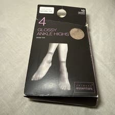 Image of Primark Glossy Ankle High Tights 10 Denier Natural Tan 4 Pairs