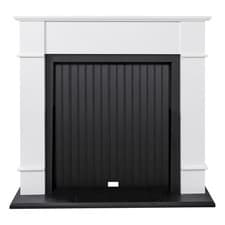Image of Adam Oxford Stove Fireplace in Pure White & Black, 48 Inch
