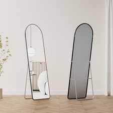 Image of 160x50cm Large Arched Floor Mirror with Stand, Full Length Wall Mounted Mirror