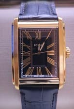 Image of Fossil Carraway FS6091 Three-Hand Black Croco Leather Watch RRP £169