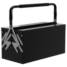 Image of DURHAND Metal Toolbox 3 Tier 5 Tray Cantilever Tool Box Storage Chest Black Case