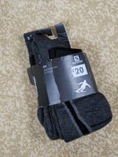 Image of Salomon Aces2P Ski Socks 2 Pack Men Women Black/Grey EU 36-38 UK 3.5-5 Wool
