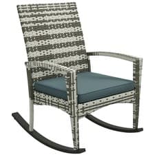 Image of Outsunny Garden Rattan Rocking Chair, Bistro Recliner Rocker Furniture Seater