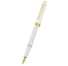 Image of Cross Bailey Fountain Pen Polished White Resin and Gold Tone Extra Fine Nib