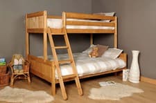 Image of 3ft 4ft Triple wooden Bunk Bed kids Pine White or Grey & Mattress Option