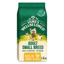 Image of James Wellbeloved Small Breed Adult Dog Food Turkey Rice 1.5kg
