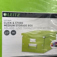 Image of Leitz 60440054 A4 Storage Box, Click and Store Range, Medium, Green, 36.9 x 28.1